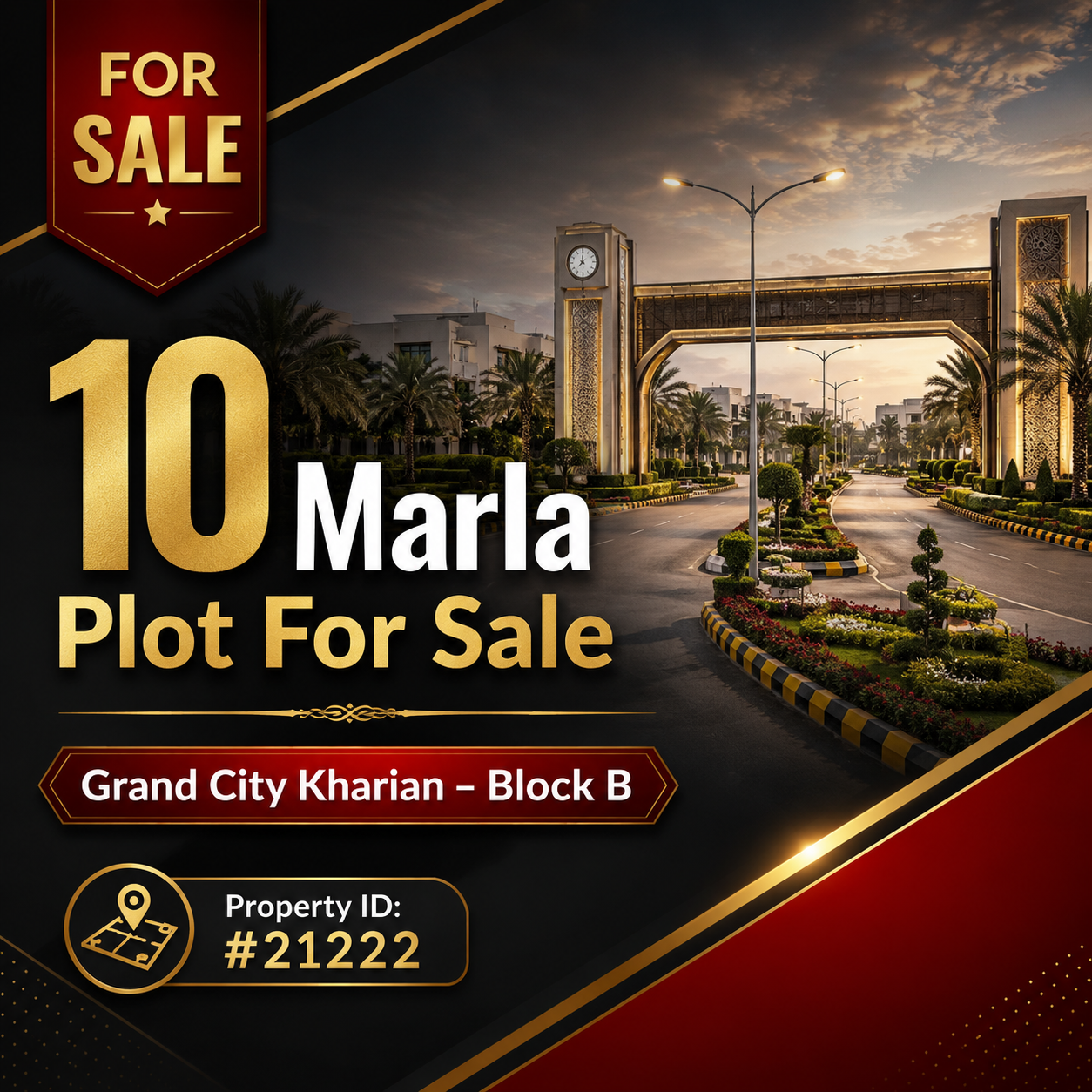10 Marla Plot For Sale in Grand City Kharian Block B