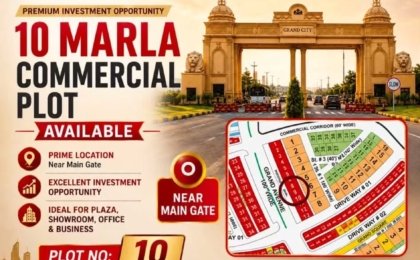 10 Marla Commercial Plot For Sale in Grand City Kharian Block Grand Premium